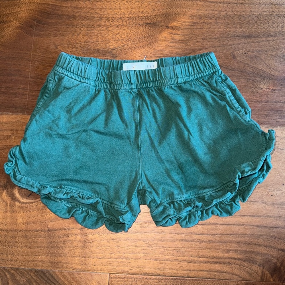 LESS GAMINS / Pine Green Ruffle Shorts / Toddler Girls 12-18m